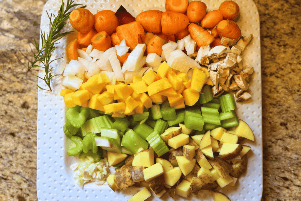 variety of chopped vegetables on a plate