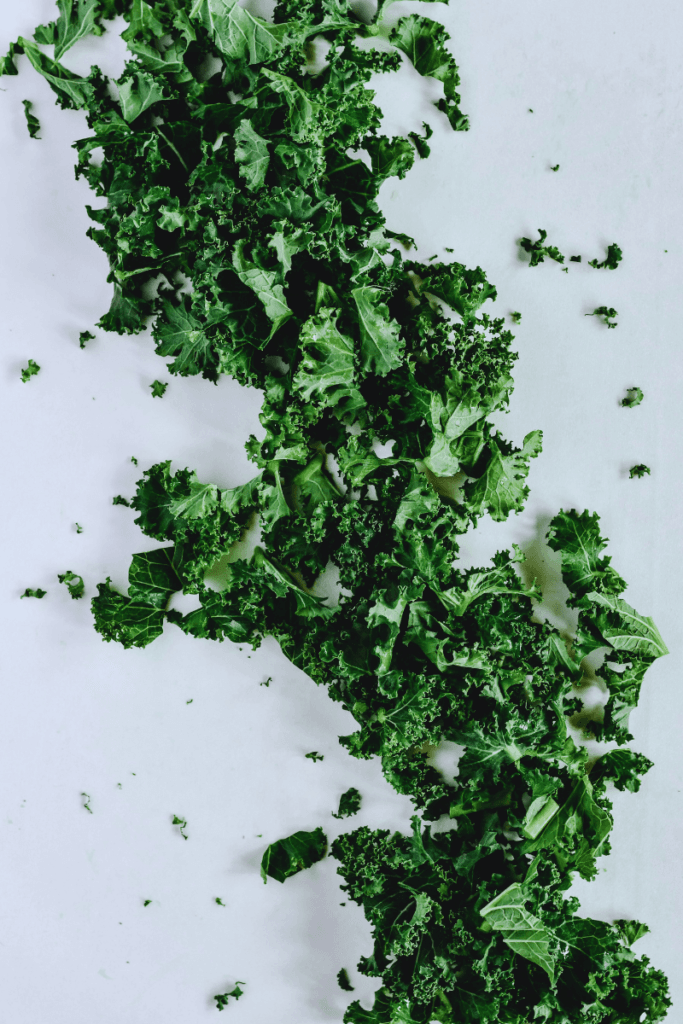 chopped kale from fall gardening