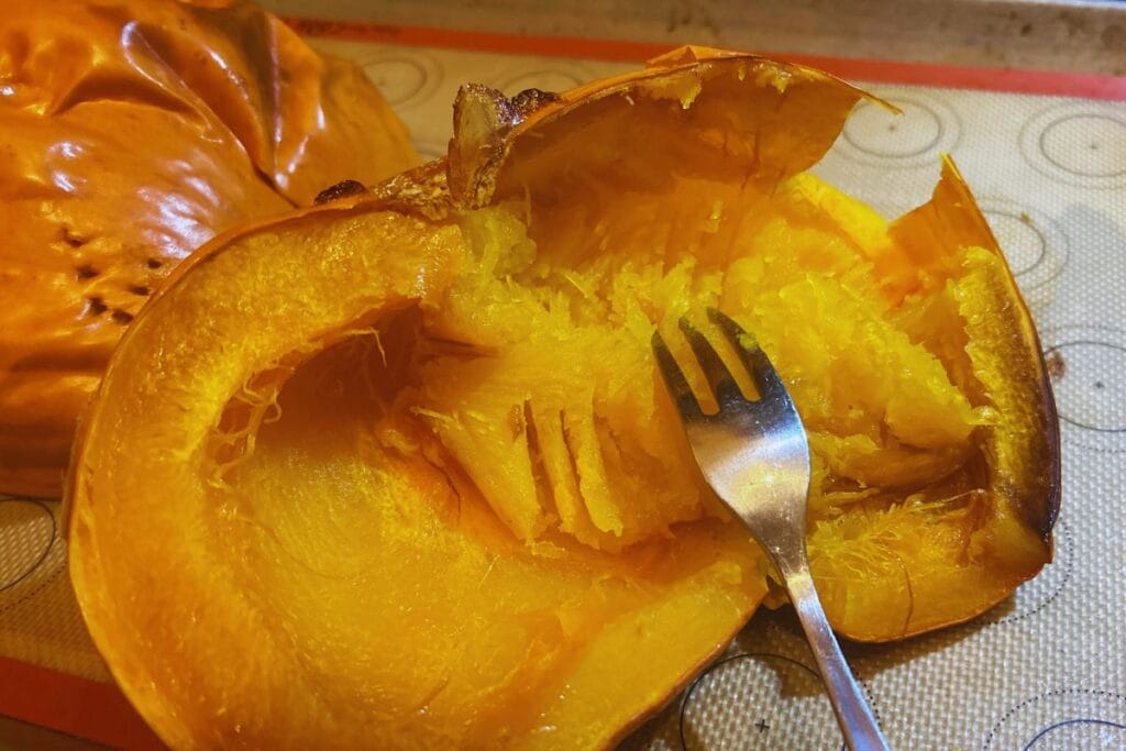 removing roasted pumpkin from skin
