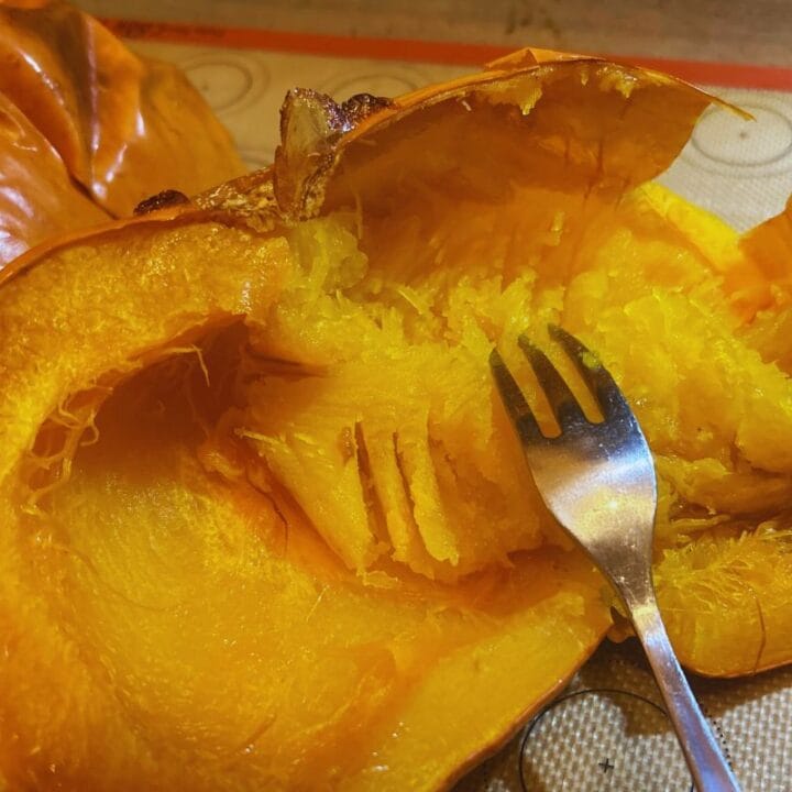 removing roasted pumpkin from skin