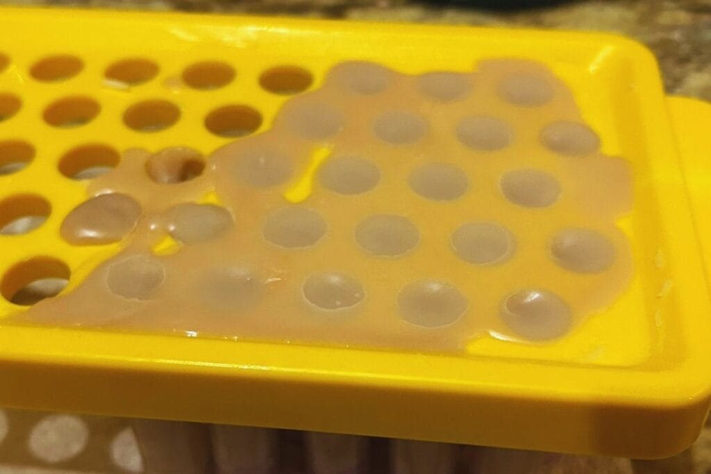 Cooled lip balms in yellow tray