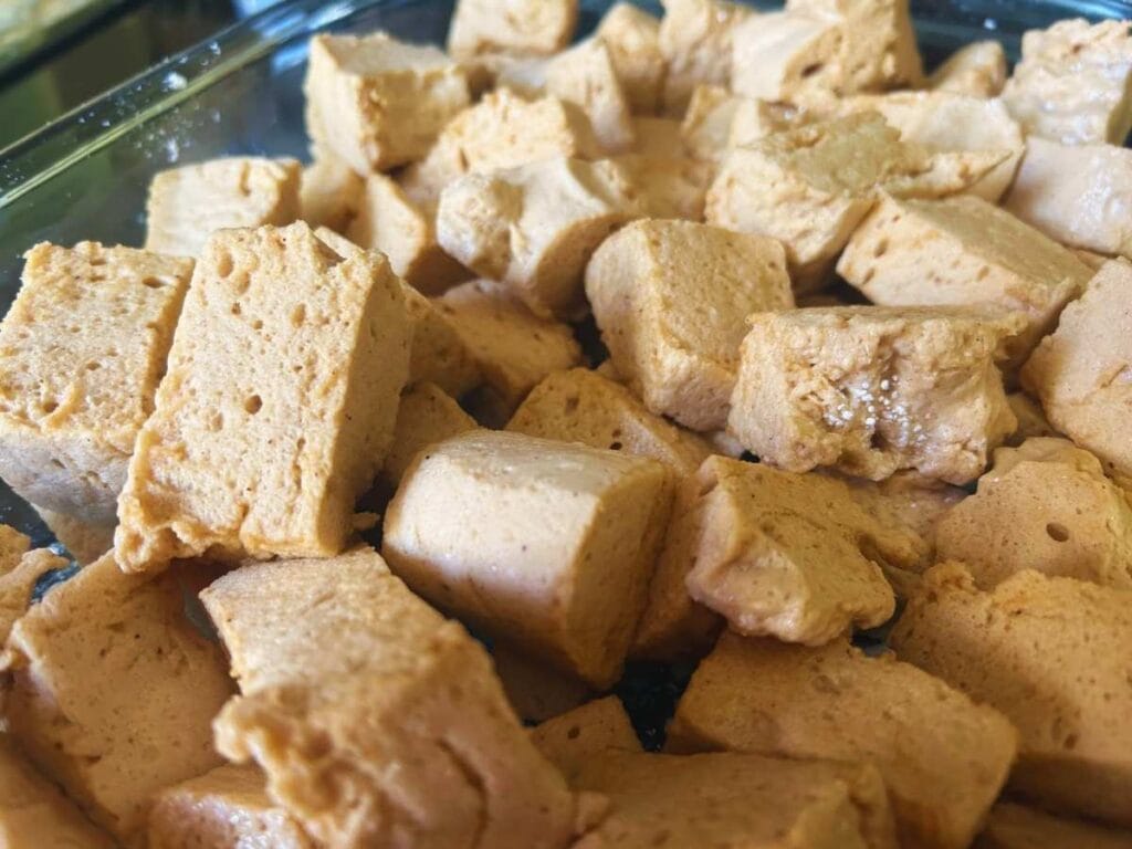 closeup view of gingerbread marshmallows