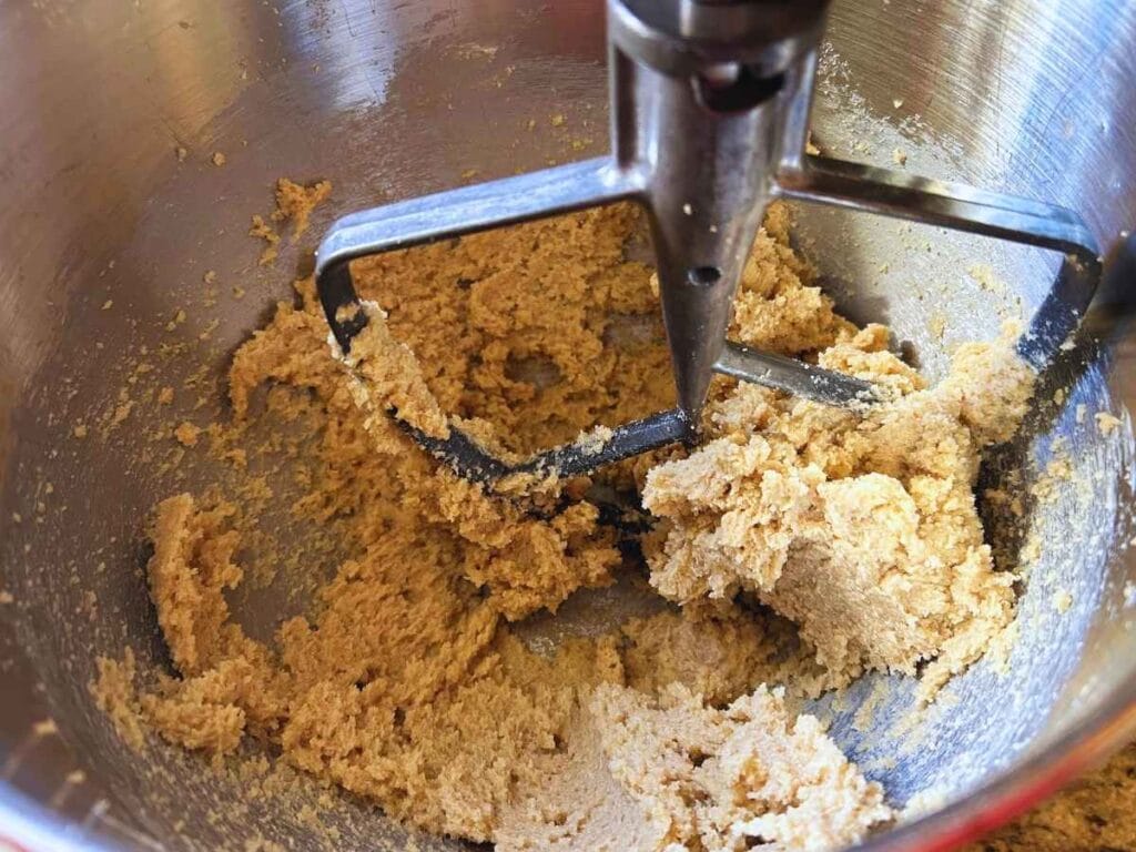 creamed butter and sugar in a mixer