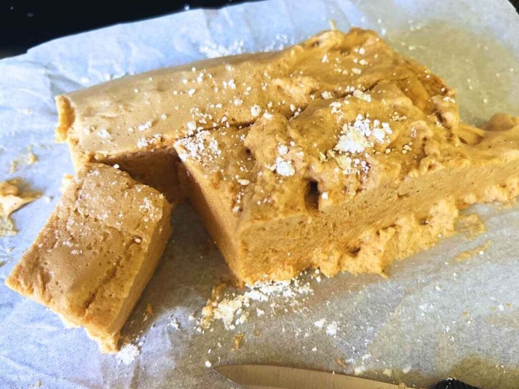 cutting marshmallows into squares