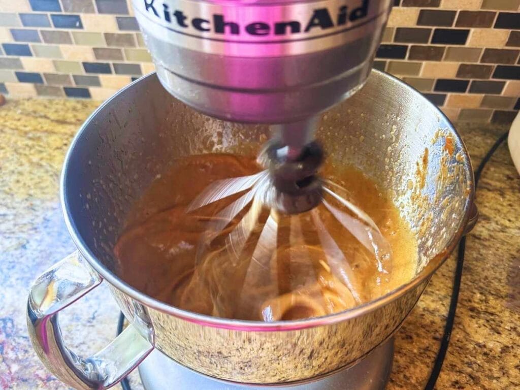 first stage mixing gingerbread marshmallows