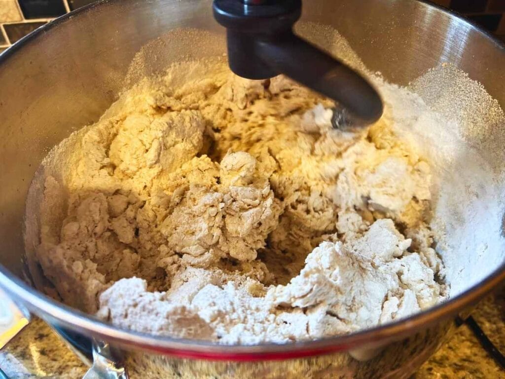 Mixing Half Whole Wheat Bread dough with dough hook