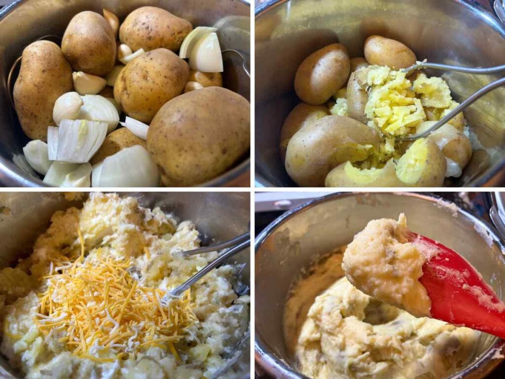 step by step images of making Instant Pot Mashed potatoes
