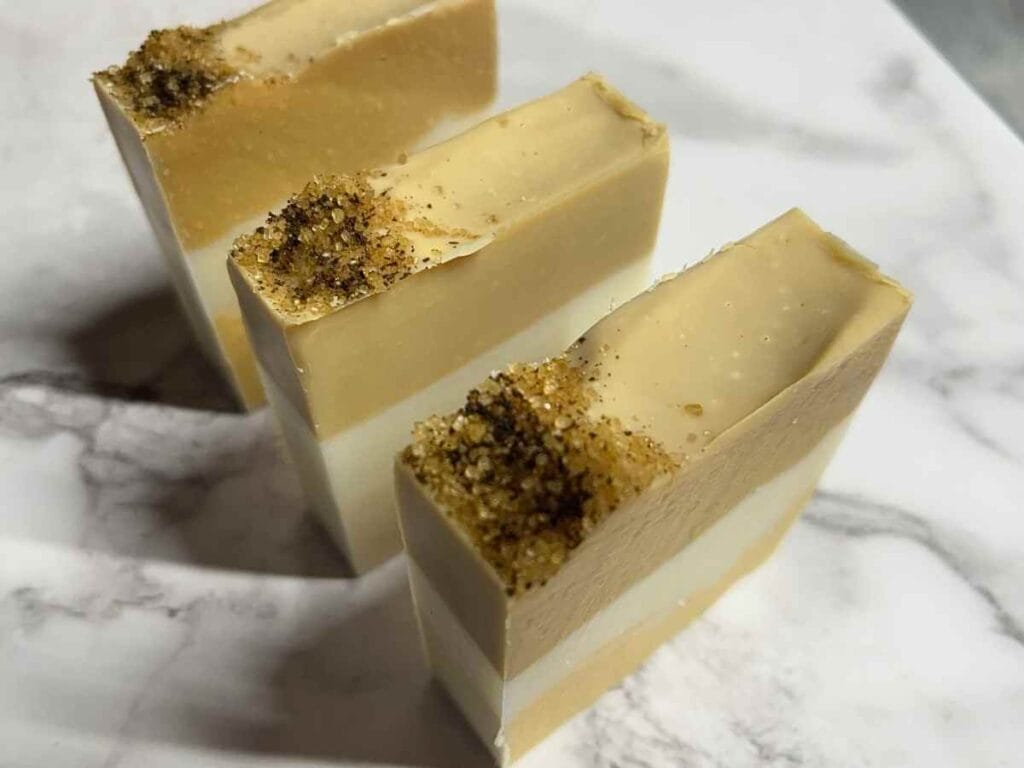 bars of three sugar tallow soap up close