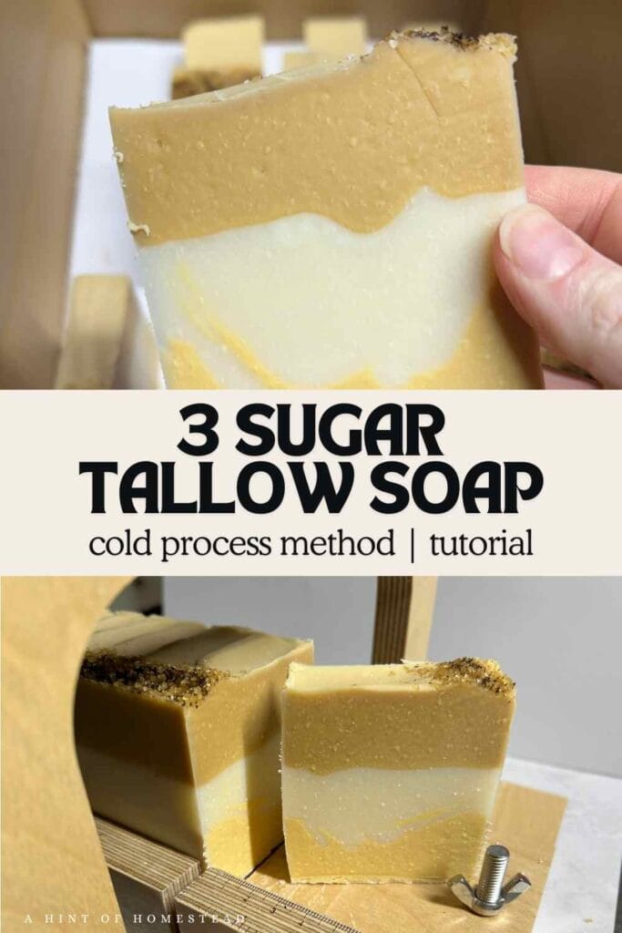 three sugar tallow soap pinterest image