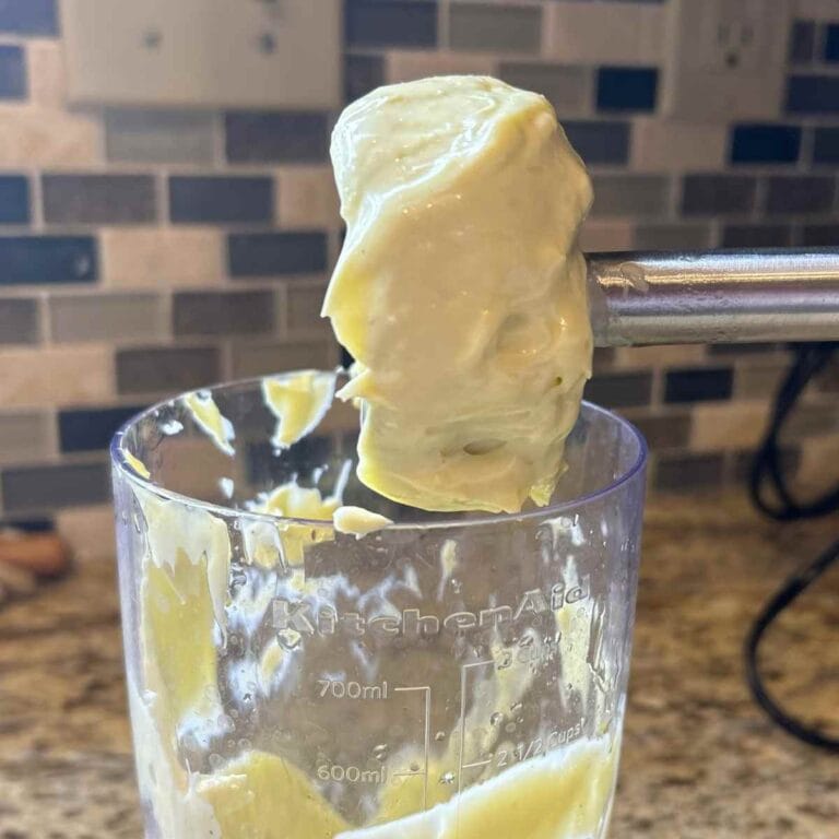 homemade mayo on an immersion blender
