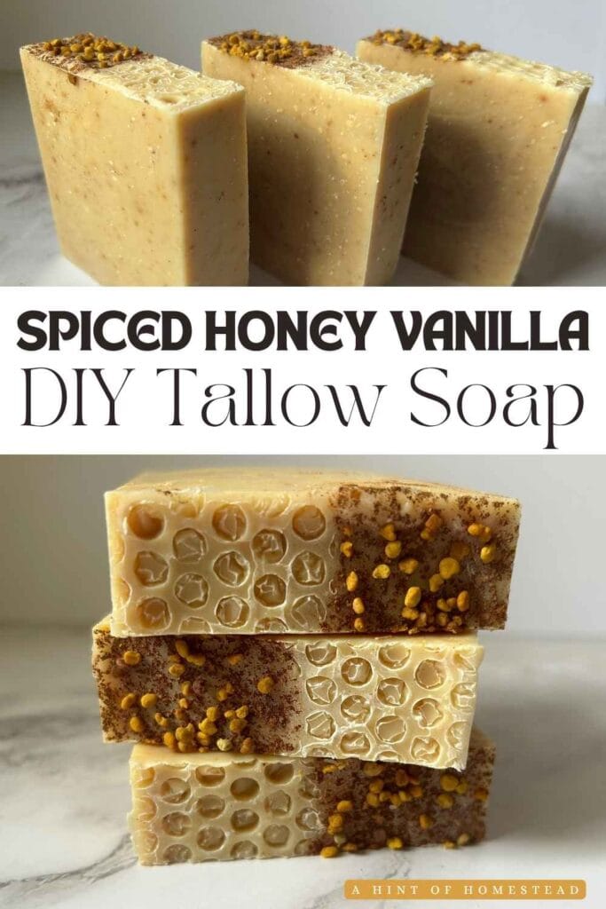 spiced honey vanilla DIY tallow soap pinterest image