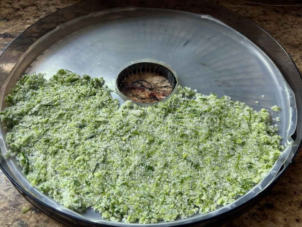 salt paste spread on a dehydrating mat